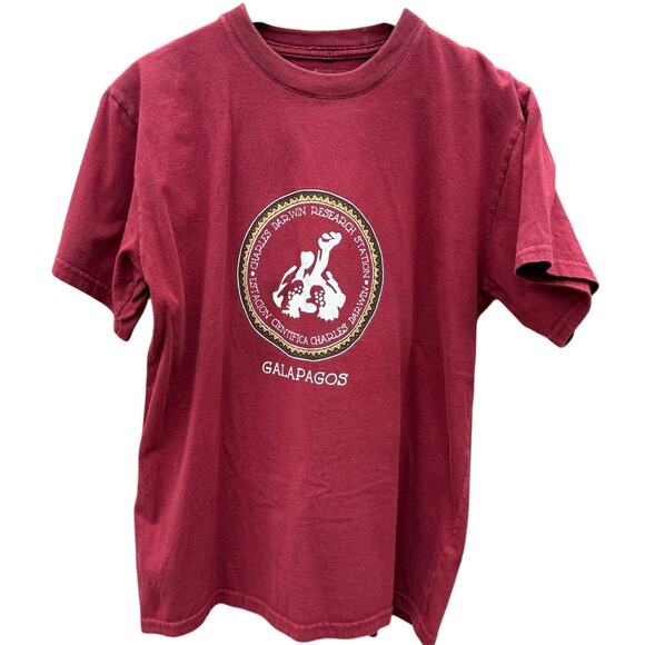 Charles Darwin Research Galapagos Island Turtle Red T-shirt Size Large - Picture 1 of 6